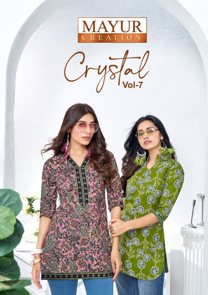 Crystal Vol 7 Mayur Creation Poplin Cotton Short Kurtis Wholesale Price