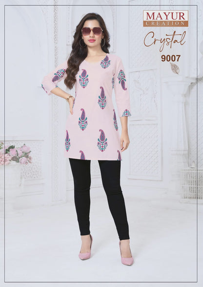 Crystal Vol 9 Mayur Creation Poplin Cotton Short Kurtis Wholesaler Ahmedabad