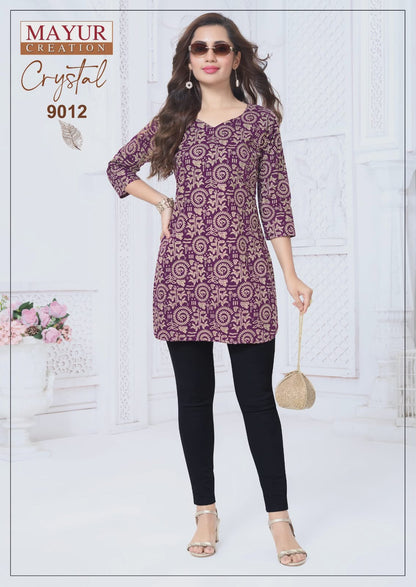 Crystal Vol 9 Mayur Creation Poplin Cotton Short Kurtis Wholesaler Ahmedabad