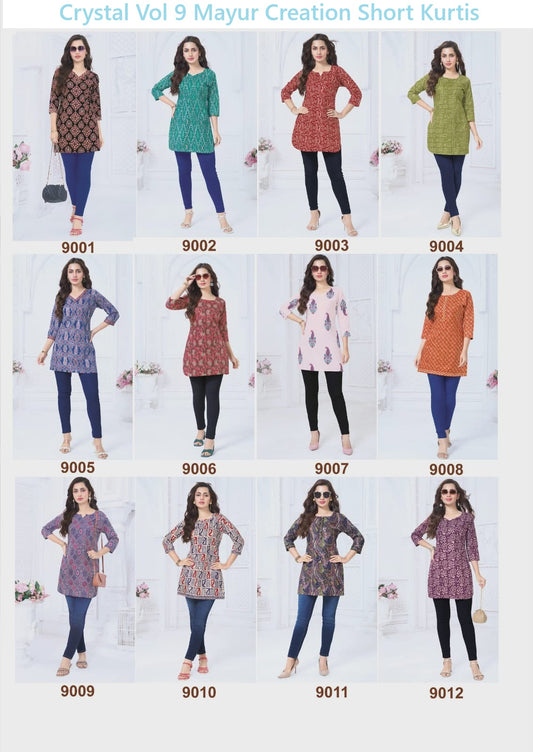 Crystal Vol 9 Mayur Creation Poplin Cotton Short Kurtis Wholesaler Ahmedabad