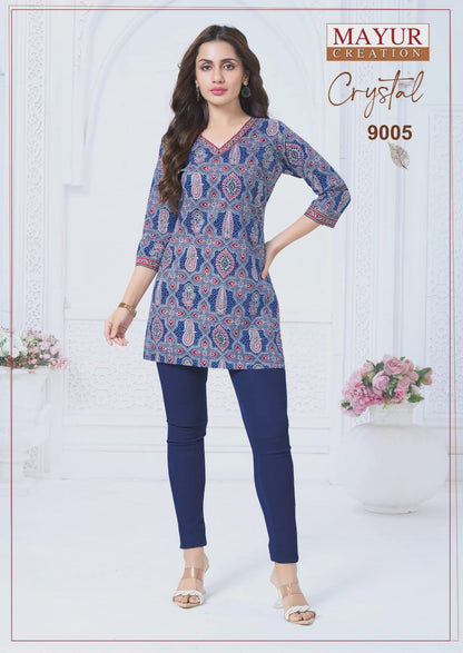 Crystal Vol 9 Mayur Creation Poplin Cotton Short Kurtis Wholesaler Ahmedabad