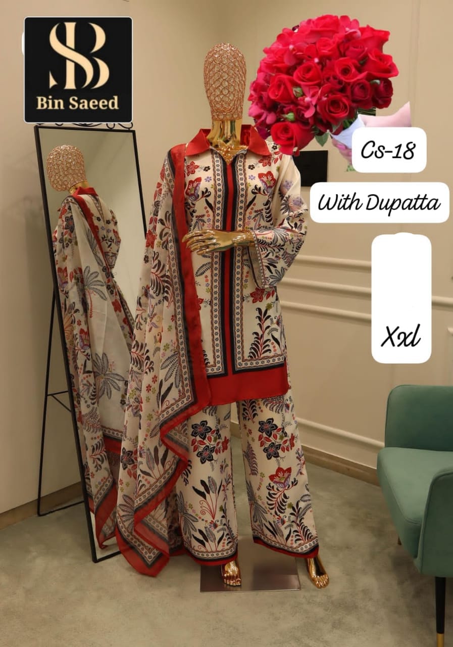 Cs Hit Designs Bin Saeed Satin Pakistani Readymade Suits Wholesale Price
