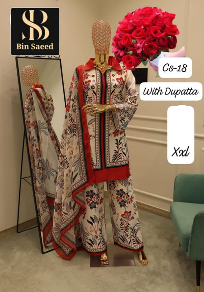 Cs Hit Designs Bin Saeed Satin Pakistani Readymade Suits Wholesale Price