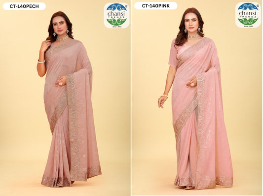 Ct-140 Chansi Trendz Georgette Sarees Wholesale Rate