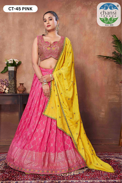 Ct-45 Chansi Trendz Russian Silk Readymade Lehenga Choli Wholesaler