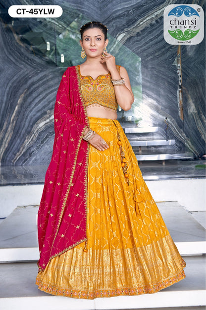 Ct-45 Chansi Trendz Russian Silk Readymade Lehenga Choli Wholesaler