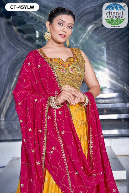 Ct-45 Chansi Trendz Russian Silk Readymade Lehenga Choli Wholesaler