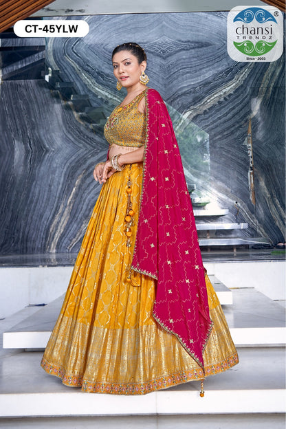 Ct-45 Chansi Trendz Russian Silk Readymade Lehenga Choli Wholesaler