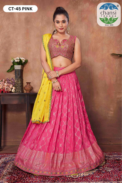 Ct-45 Chansi Trendz Russian Silk Readymade Lehenga Choli Wholesaler