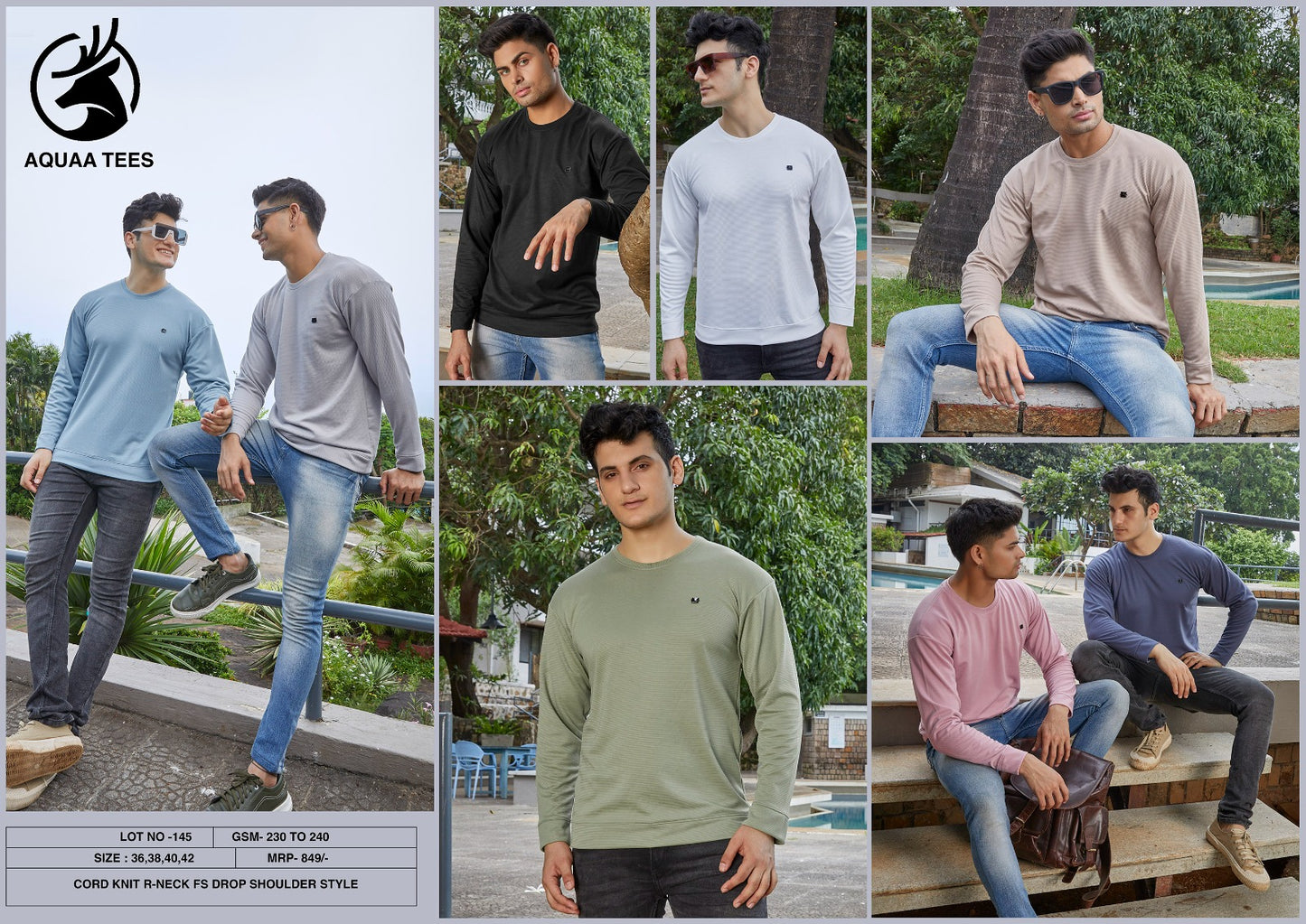 Cuff Vol 145 Aquaa Tees Interlock Cord Knit Mens Tshirts Supplier