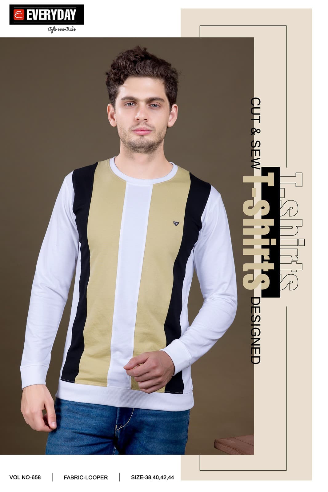 Cut-Sew Style Vol 658 Everyday Cotton Looper Mens Tshirts Manufacturer Ahmedabad