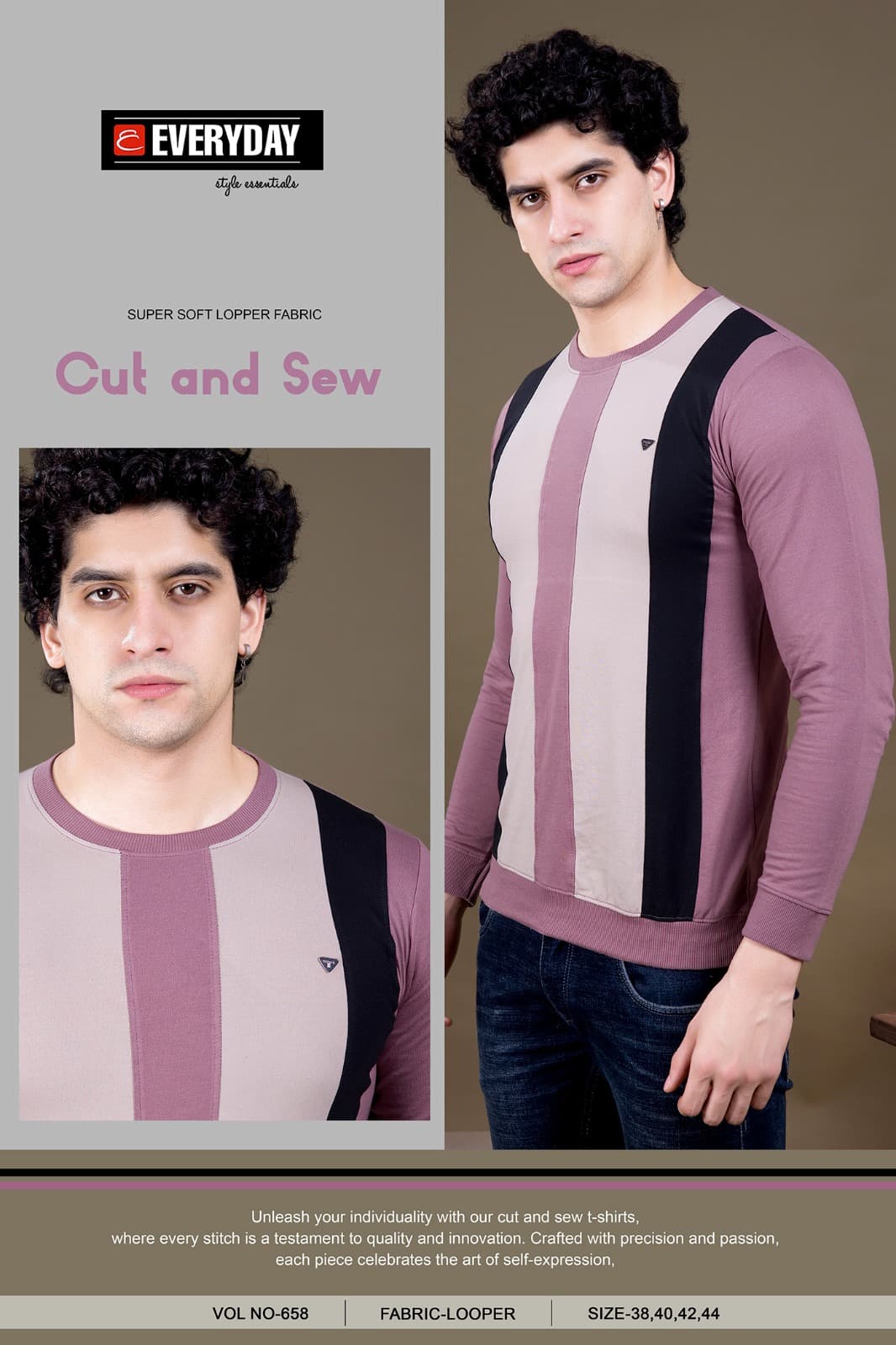 Cut-Sew Style Vol 658 Everyday Cotton Looper Mens Tshirts Manufacturer Ahmedabad