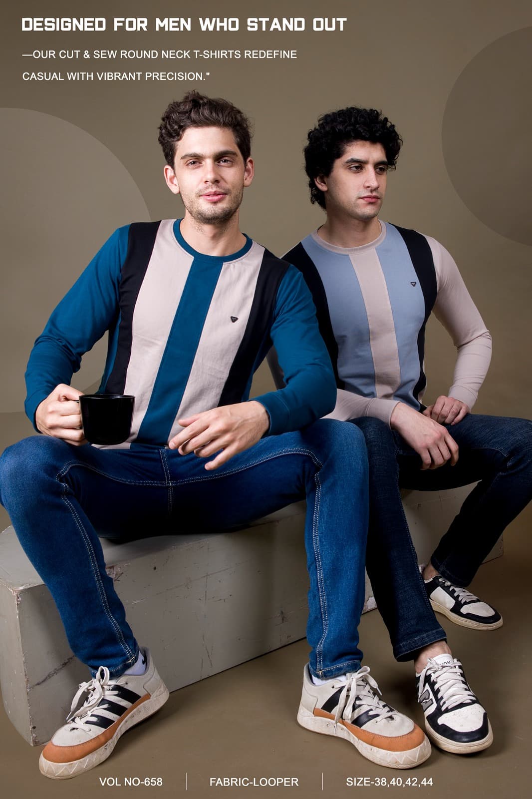 Cut-Sew Style Vol 658 Everyday Cotton Looper Mens Tshirts Manufacturer Ahmedabad
