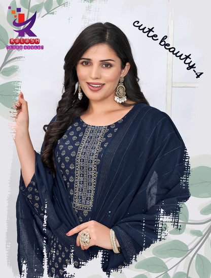 Cute Beauty 4 Mlm Kalash Lifestyle Readymade Cotton Pant Suits Wholesaler India