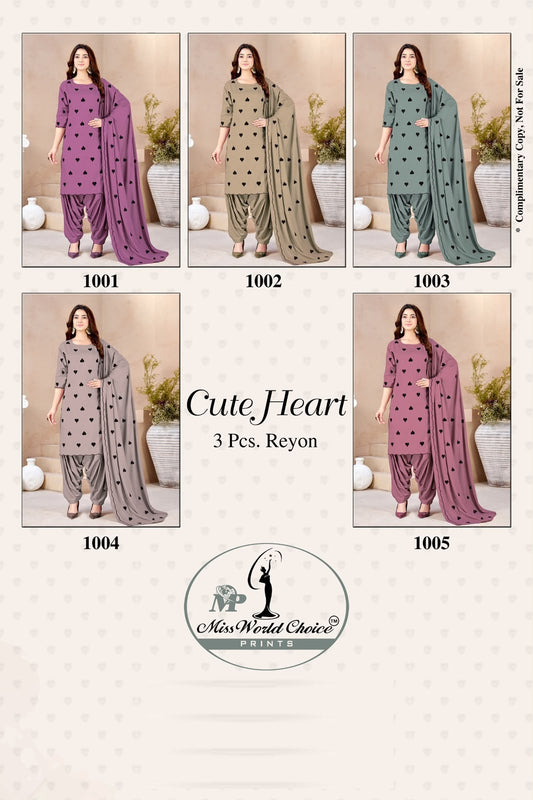 Cute Heart Vol 1 Miss World Choice Rayon Salwar Suits Wholesale Price