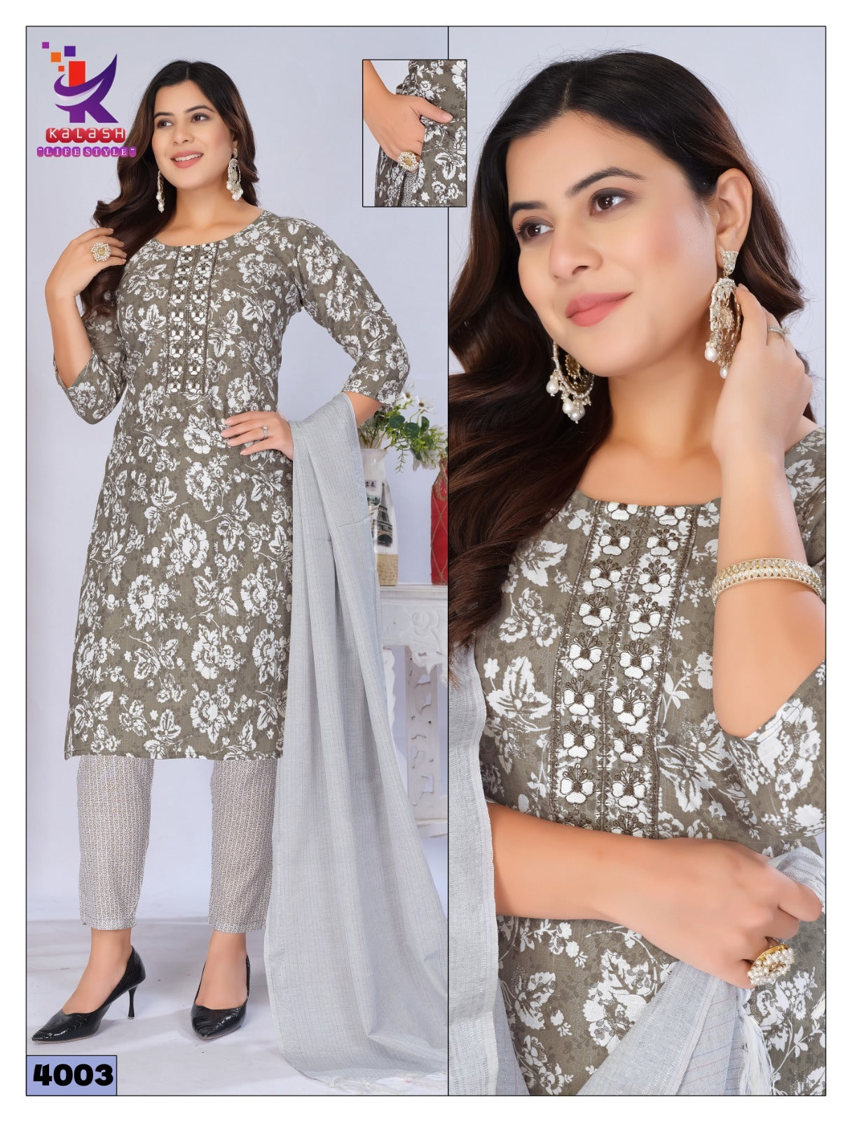 Cute Smile 5 Mlm Kalash Lifestyle Two Tone Rayon Readymade Pant Style Suits Supplier