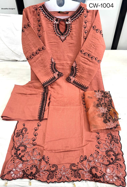Cw-1004 Mushk Shraddha Designer Jacquard Silk Pakistani Readymade Suits Wholesale Rate