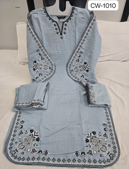 Cw-1010 Mushk Roman Silk Pakistani Readymade Suits Wholesaler Gujarat