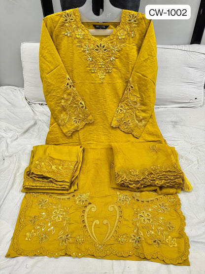 Cw 1002 Mushq Roman Silk Pakistani Readymade Suits Exporter Gujarat