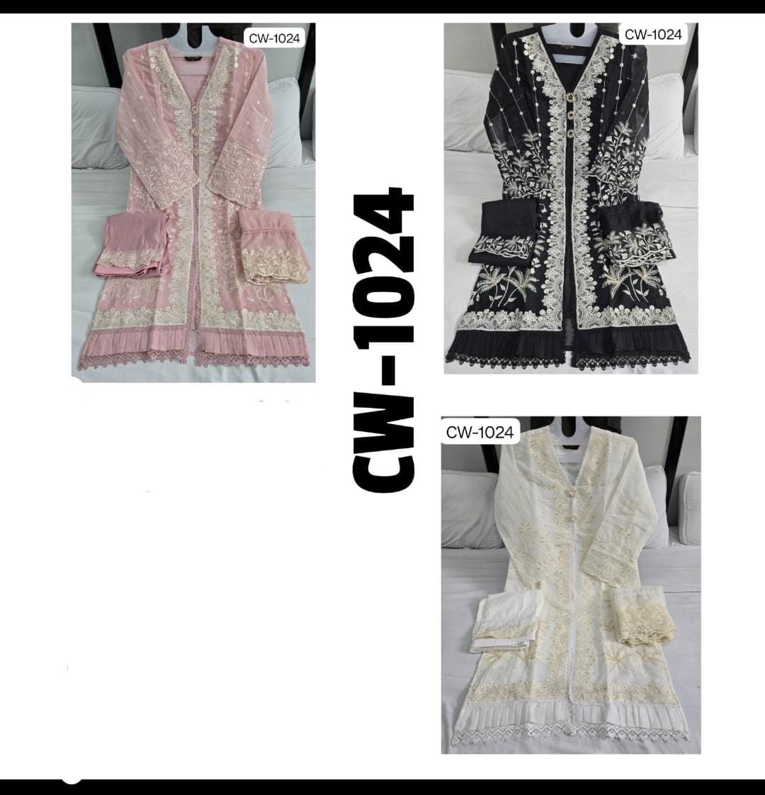 Cw 1024 Mushk Organza Pakistani Readymade Suits Wholesale Rate