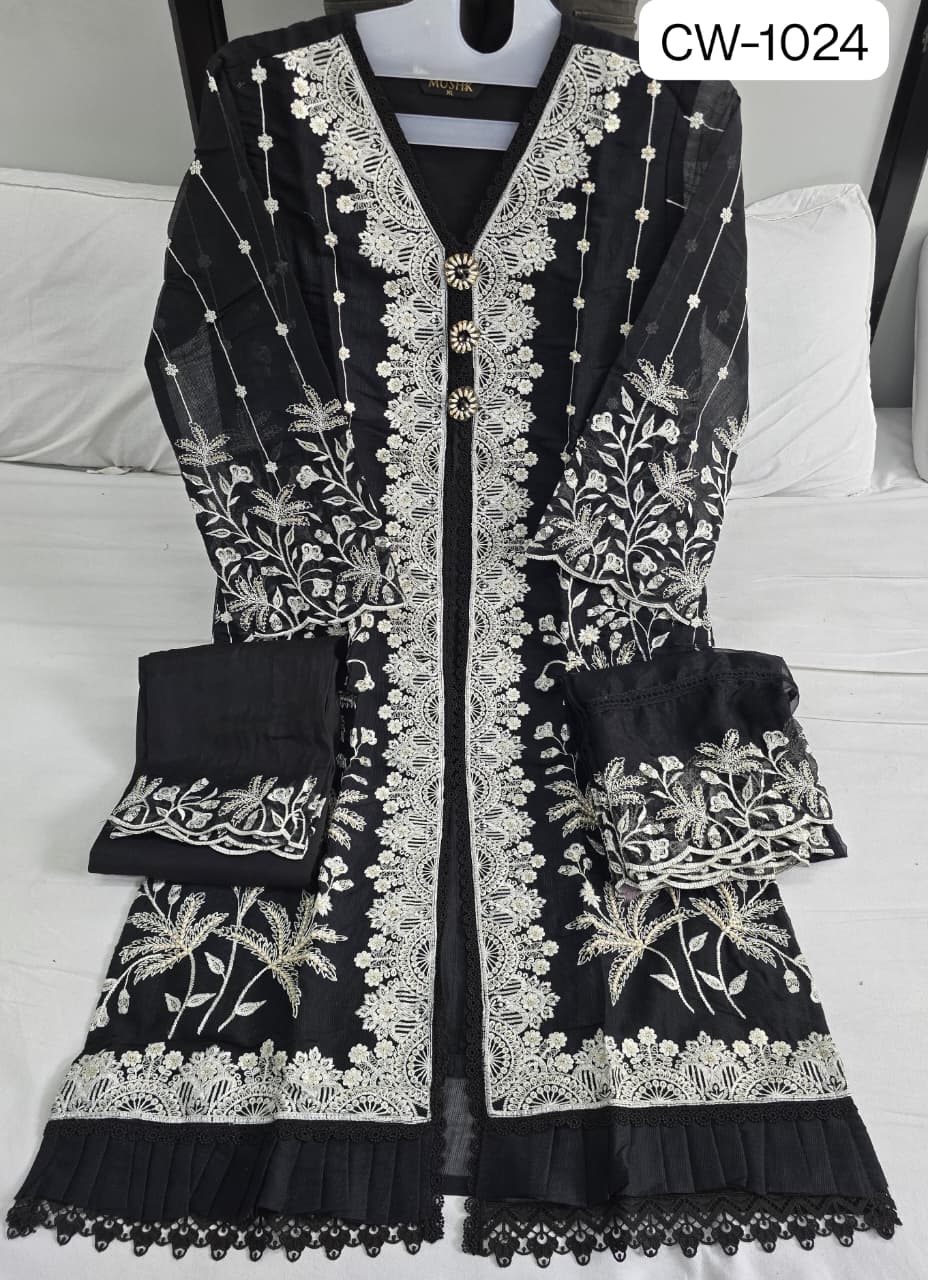 Cw 1024 Mushk Organza Pakistani Readymade Suits Wholesale Rate