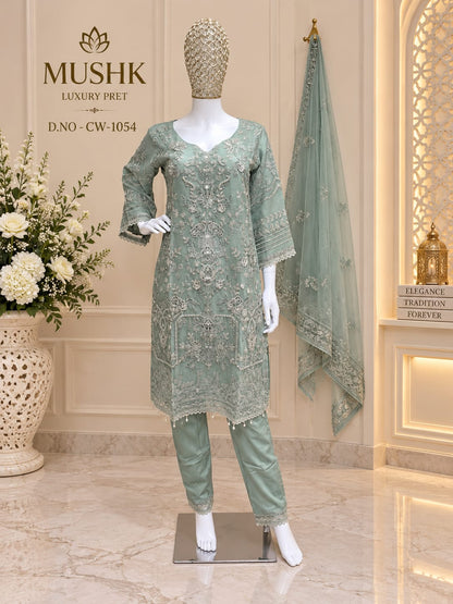Cw 1054 Mushk Chiffon Pakistani Readymade Suits Supplier India