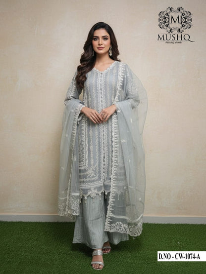Cw 1074 Mushq Chiffon Pakistani Readymade Suits Supplier Ahmedabad
