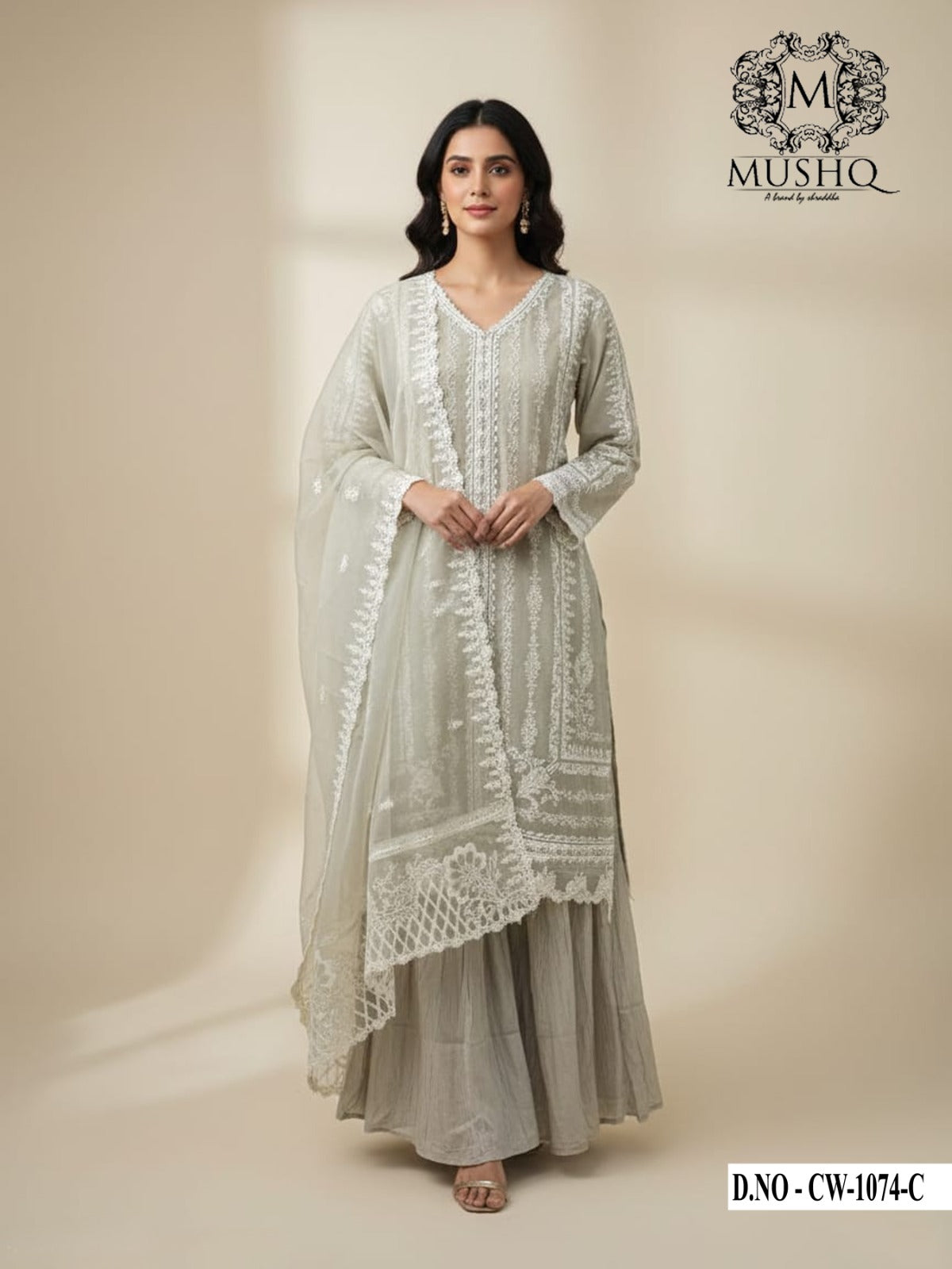 Cw 1074 Mushq Chiffon Pakistani Readymade Suits Supplier Ahmedabad