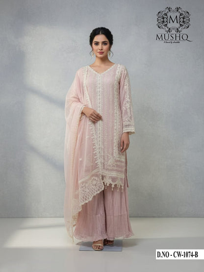Cw 1074 Mushq Chiffon Pakistani Readymade Suits Supplier Ahmedabad