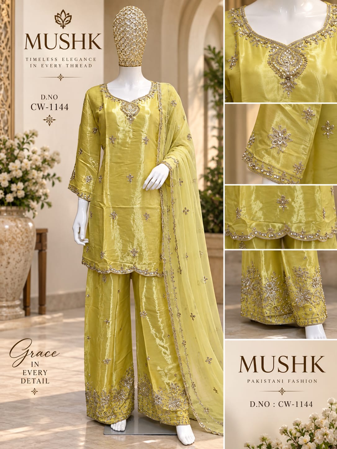 Cw 1144 Mushk Roman Silk Pakistani Readymade Suits Wholesale Price