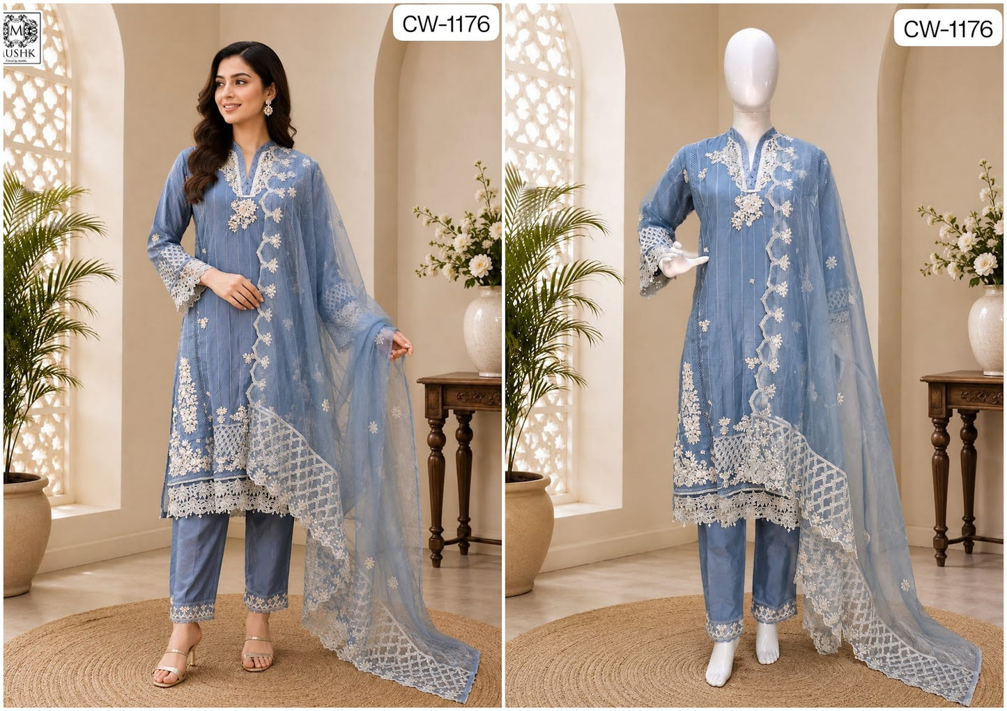 Cw 1176 Mushk Viscose Pakistani Readymade Suits Supplier India