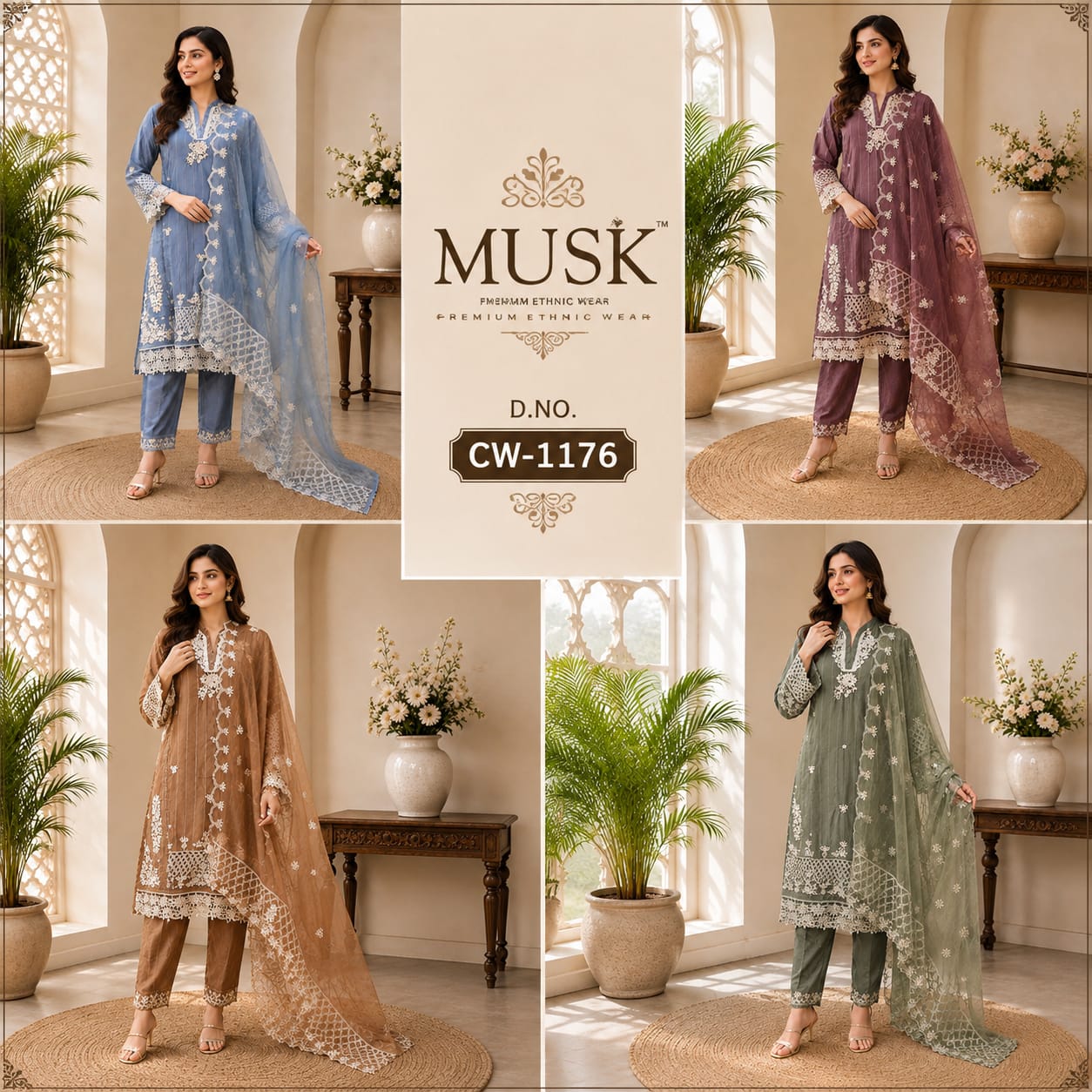 Cw 1176 Mushk Viscose Pakistani Readymade Suits Supplier India