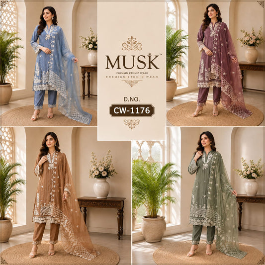 Cw 1176 Mushk Viscose Pakistani Readymade Suits Supplier India