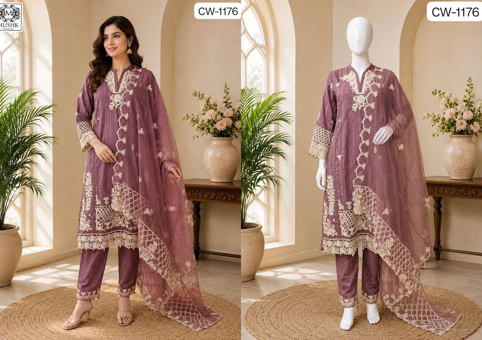 Cw 1176 Mushk Viscose Pakistani Readymade Suits Supplier India