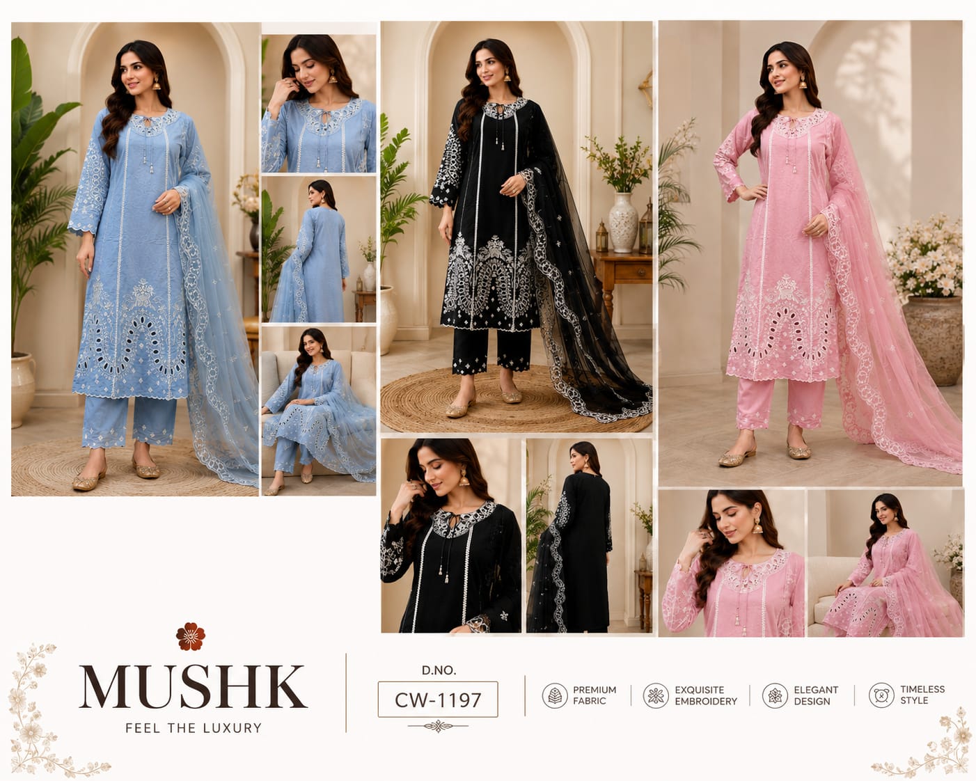 Cw 1197 Shraddha Mushk Slub Pakistani Readymade Suits Supplier India