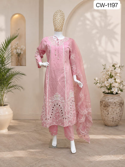 Cw 1197 Shraddha Mushk Slub Pakistani Readymade Suits Supplier India