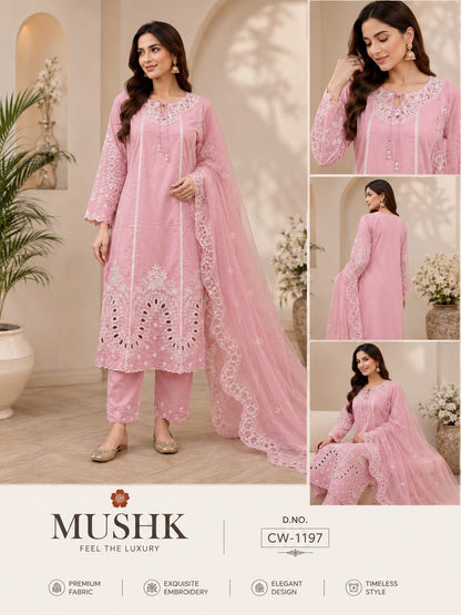 Cw 1197 Shraddha Mushk Slub Pakistani Readymade Suits Supplier India