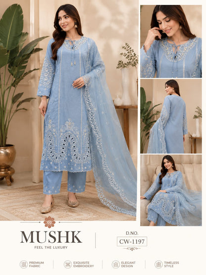 Cw 1197 Shraddha Mushk Slub Pakistani Readymade Suits Supplier India