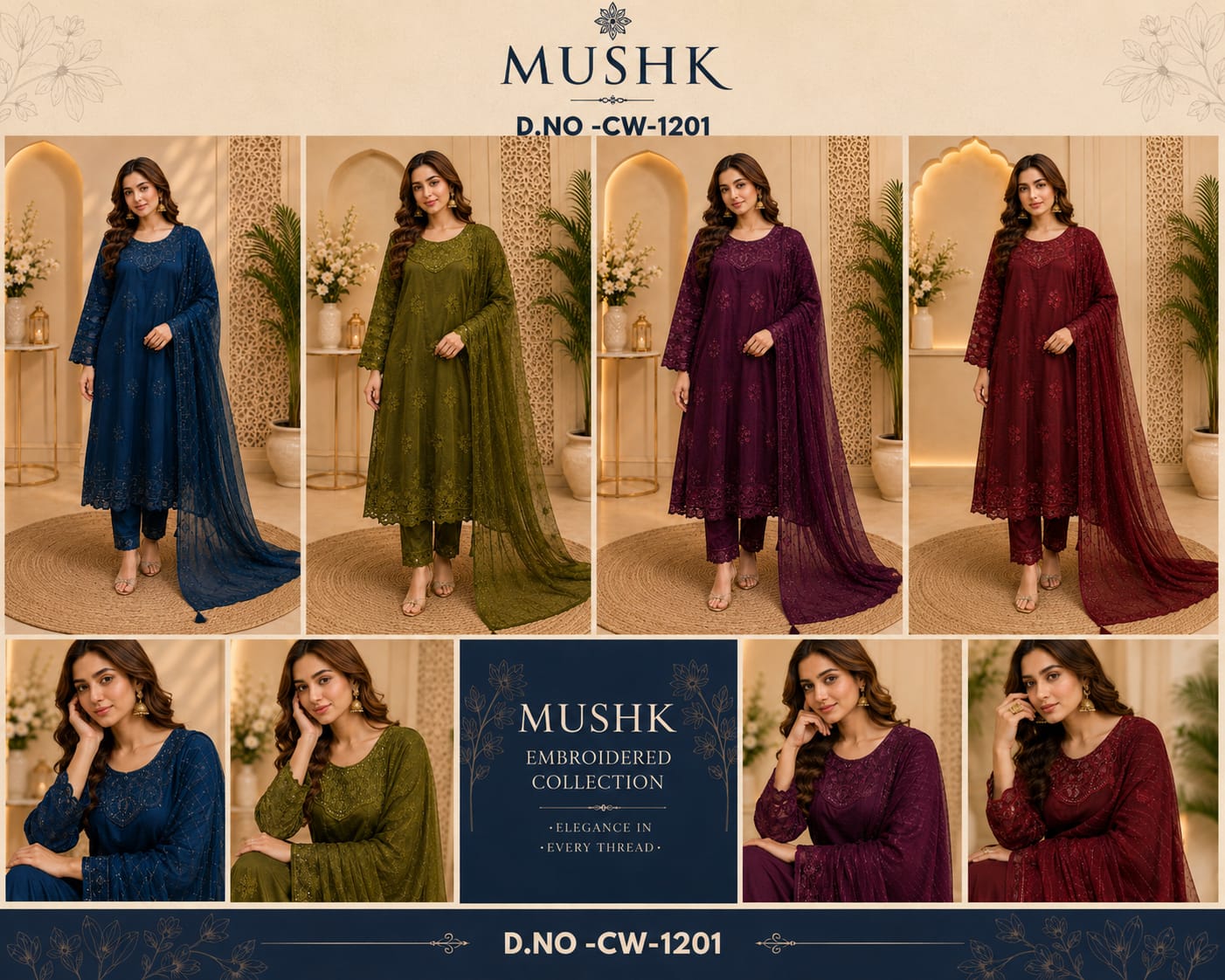 Cw 1201 Mushk Silk Pakistani Readymade Suits Exporter