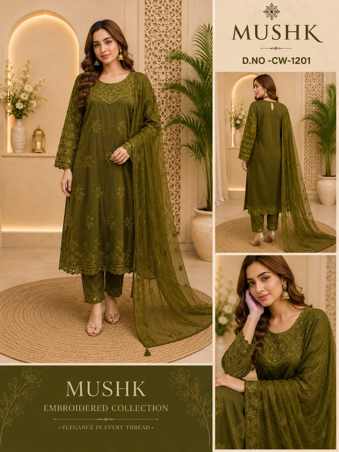 Cw 1201 Mushk Silk Pakistani Readymade Suits Exporter
