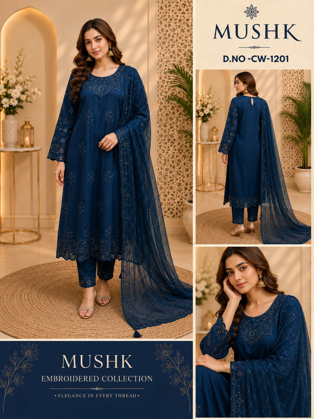 Cw 1201 Mushk Silk Pakistani Readymade Suits Exporter