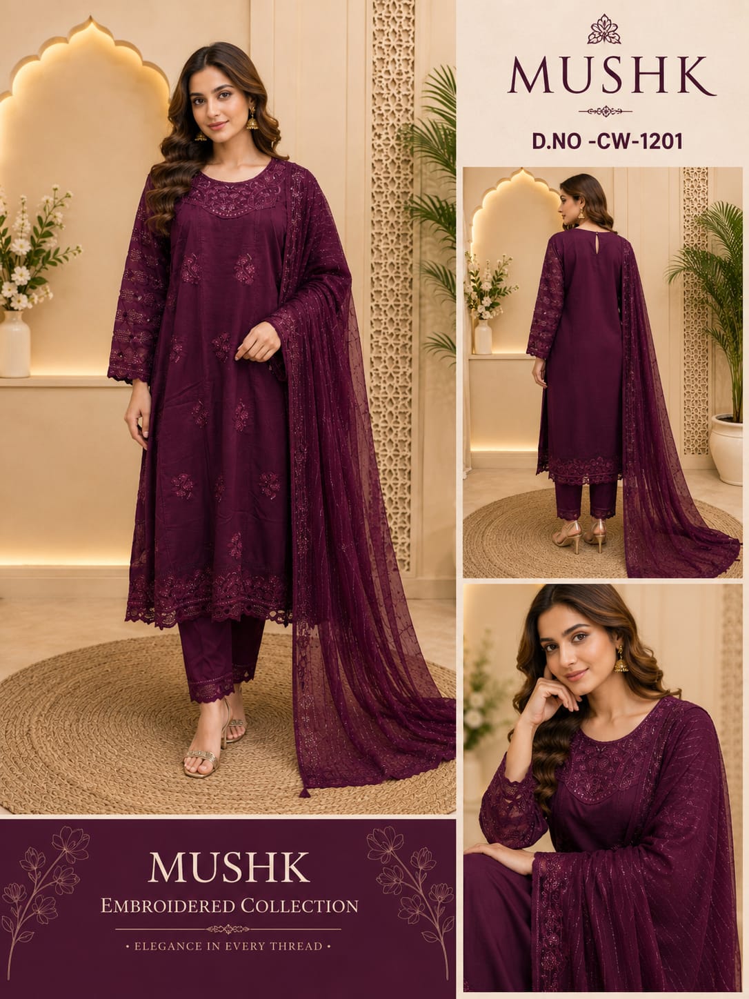 Cw 1201 Mushk Silk Pakistani Readymade Suits Exporter