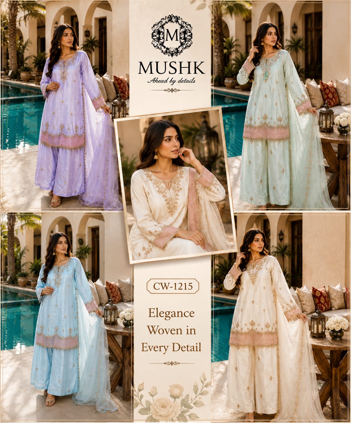 Cw 1215 Mushk Roman Silk Pakistani Readymade Suits Manufacturer India