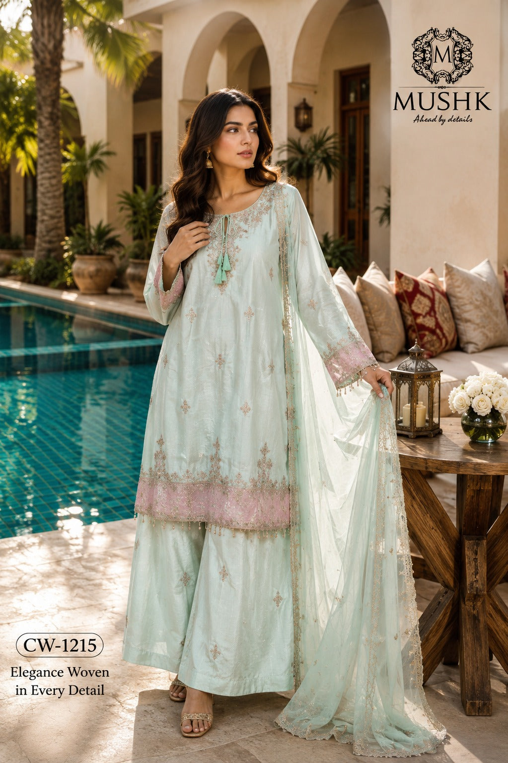 Cw 1215 Mushk Roman Silk Pakistani Readymade Suits Manufacturer India
