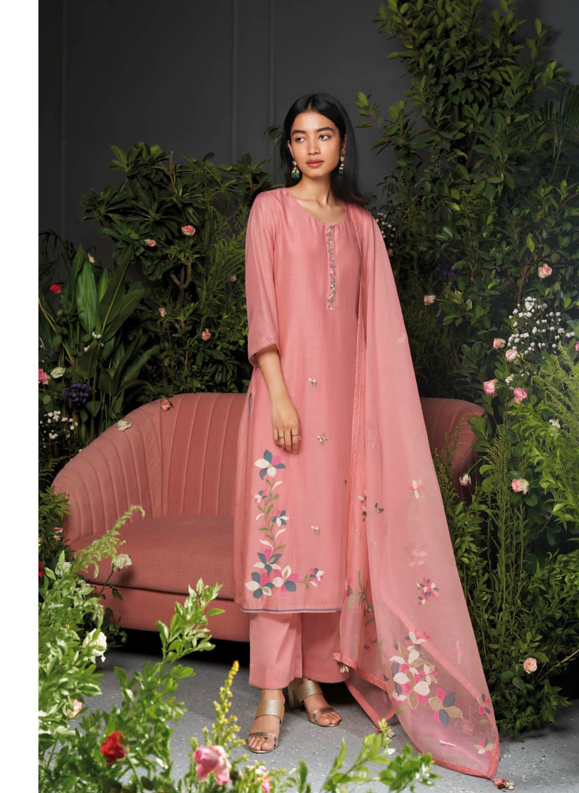 Cyar Ganga Bemberg Silk Plazzo Style Suits