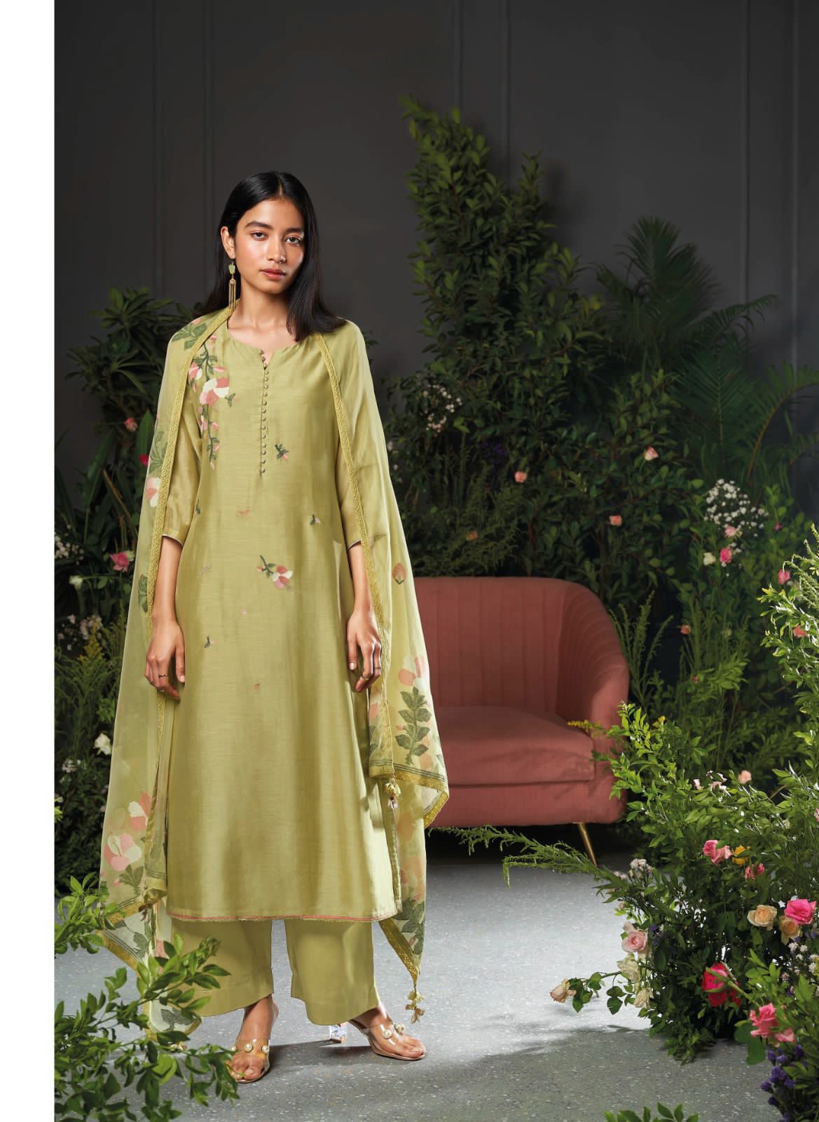 Cyar Ganga Bemberg Silk Plazzo Style Suits