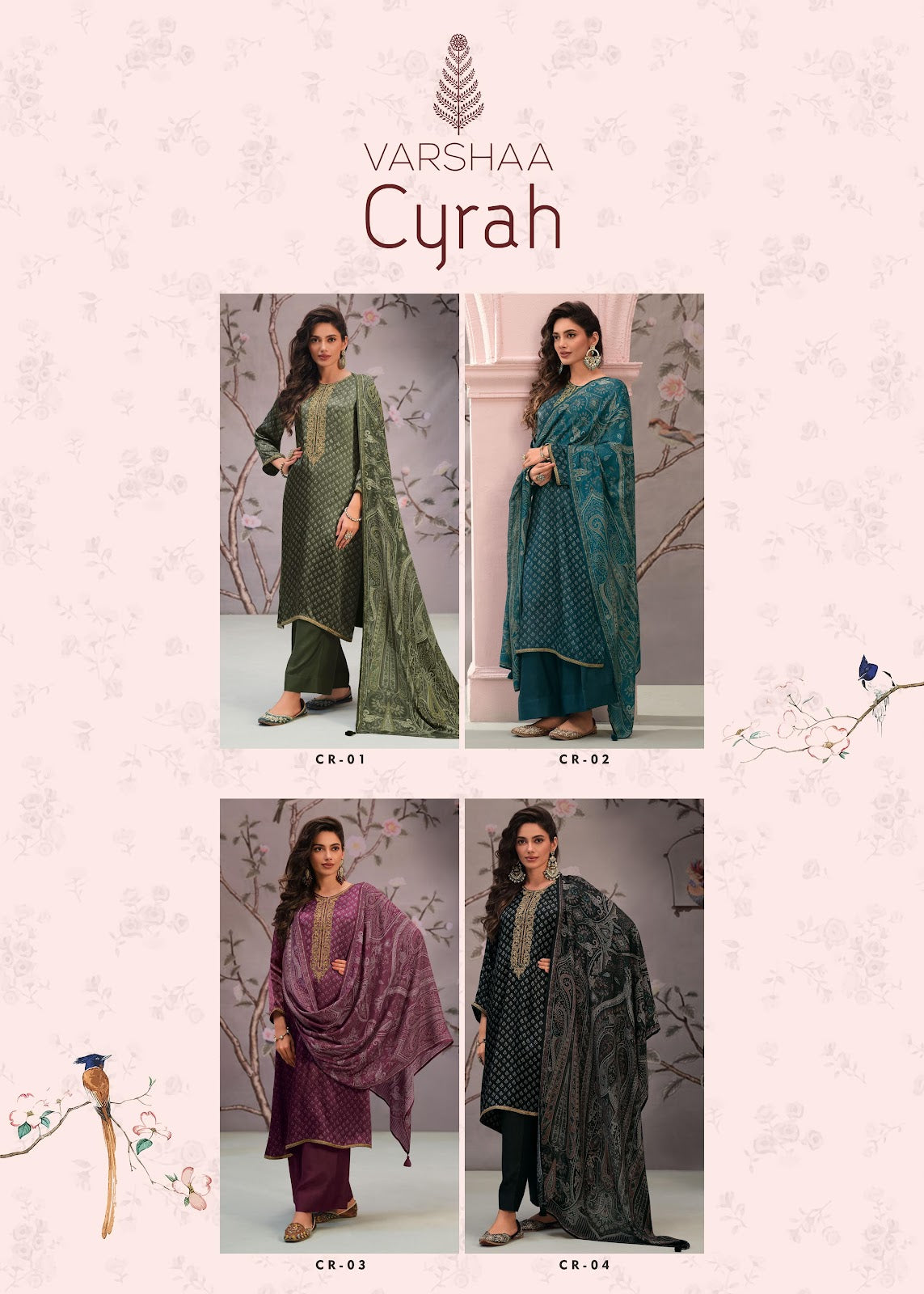 Cyrah Varsha Fashions Satin Plazzo Style Suits Supplier Ahmedabad