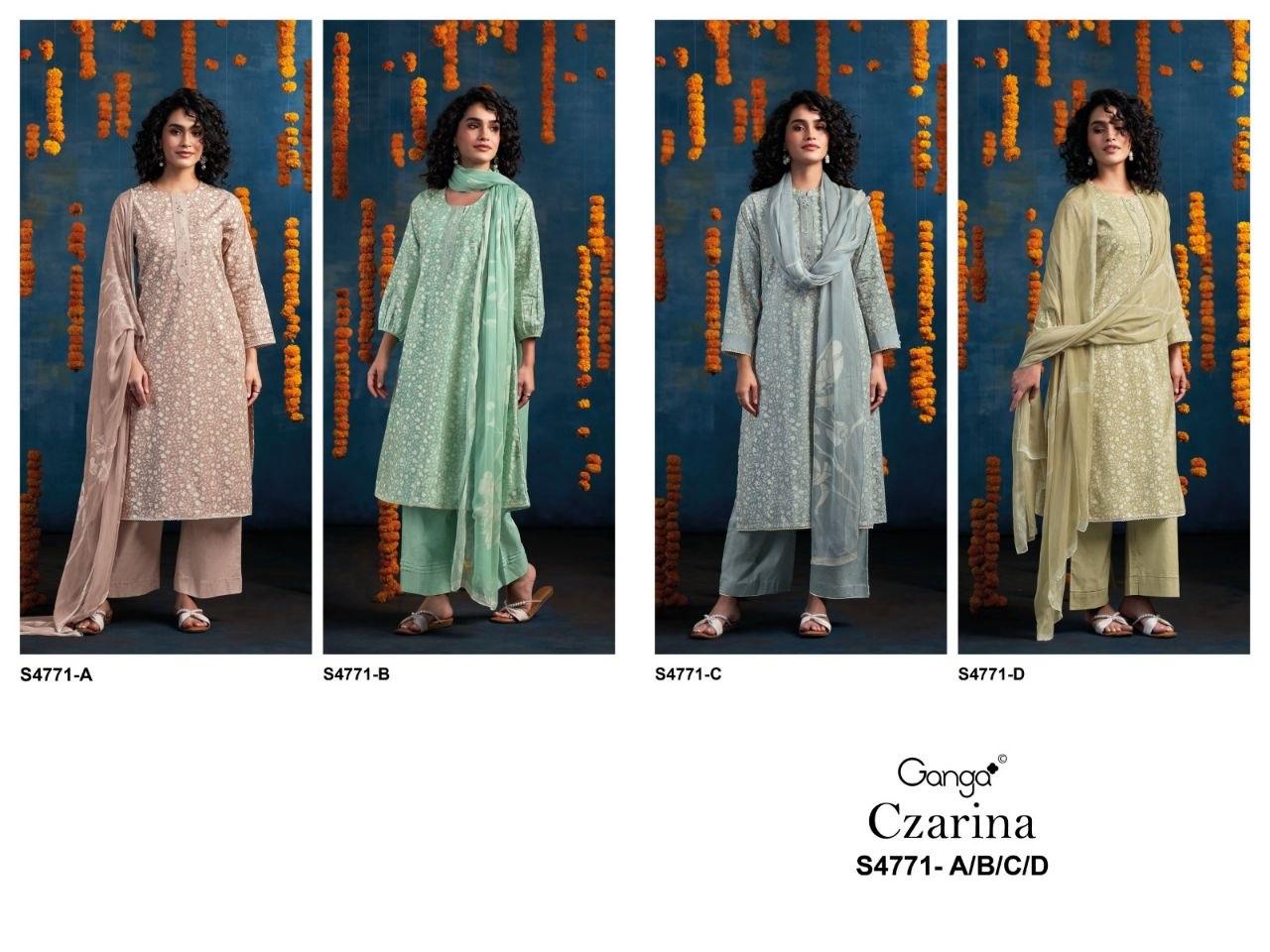 Czarina 4771 Ganga Cotton Plazzo Style Suits Supplier India
