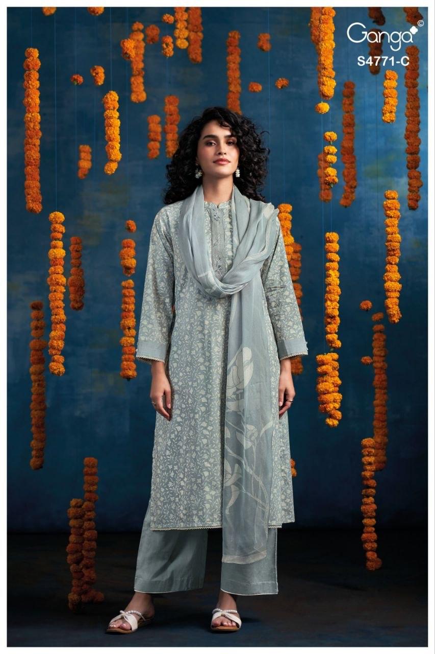Czarina 4771 Ganga Cotton Plazzo Style Suits Supplier India