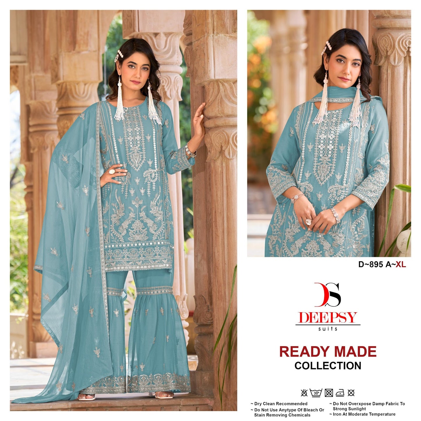 D-895 Abcd Deepsy Crinkle Chiffon Pakistani Readymade Suits Supplier India